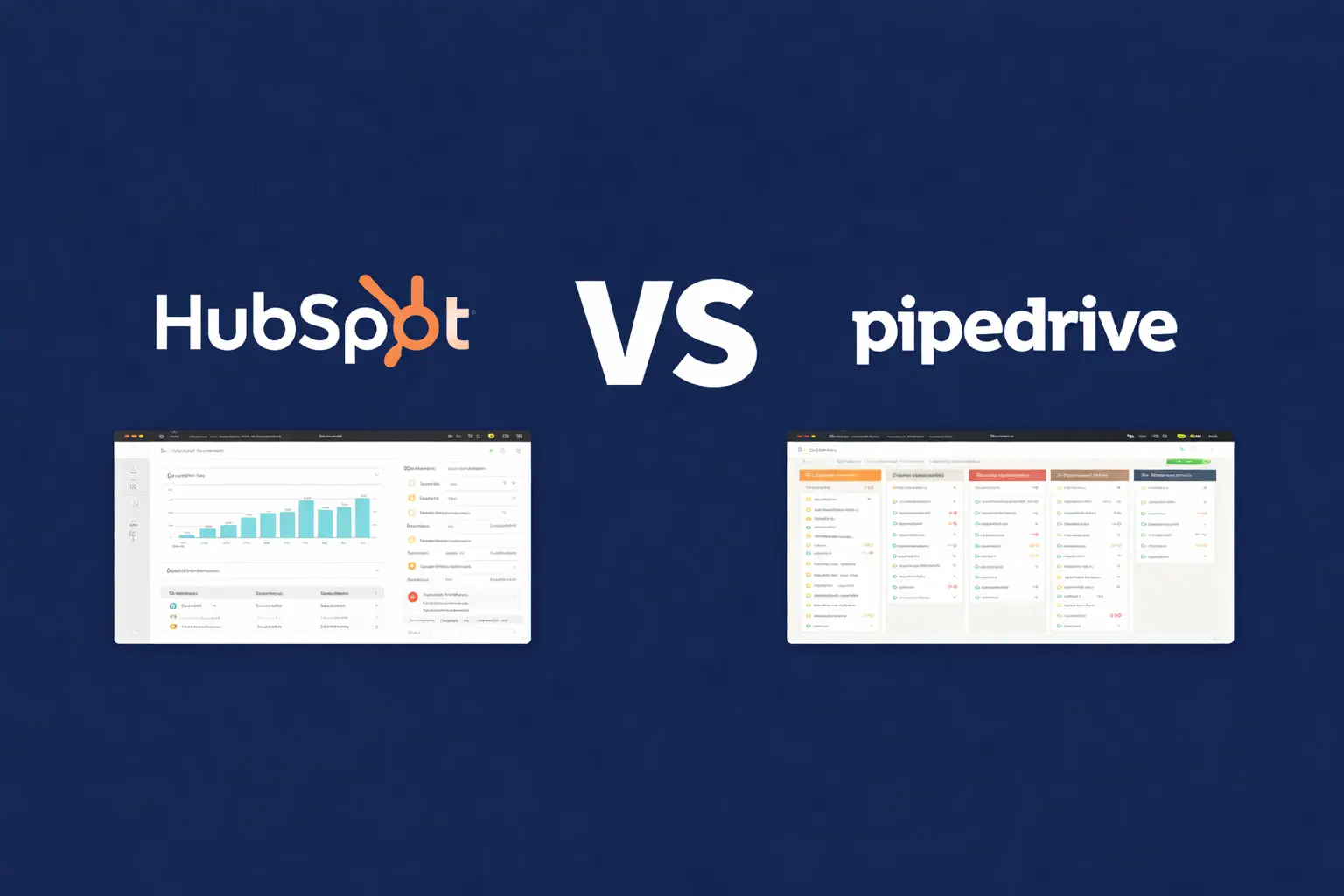 Comparaison des interfaces HubSpot et Pipedrive — vue pipeline et tableau de bord
